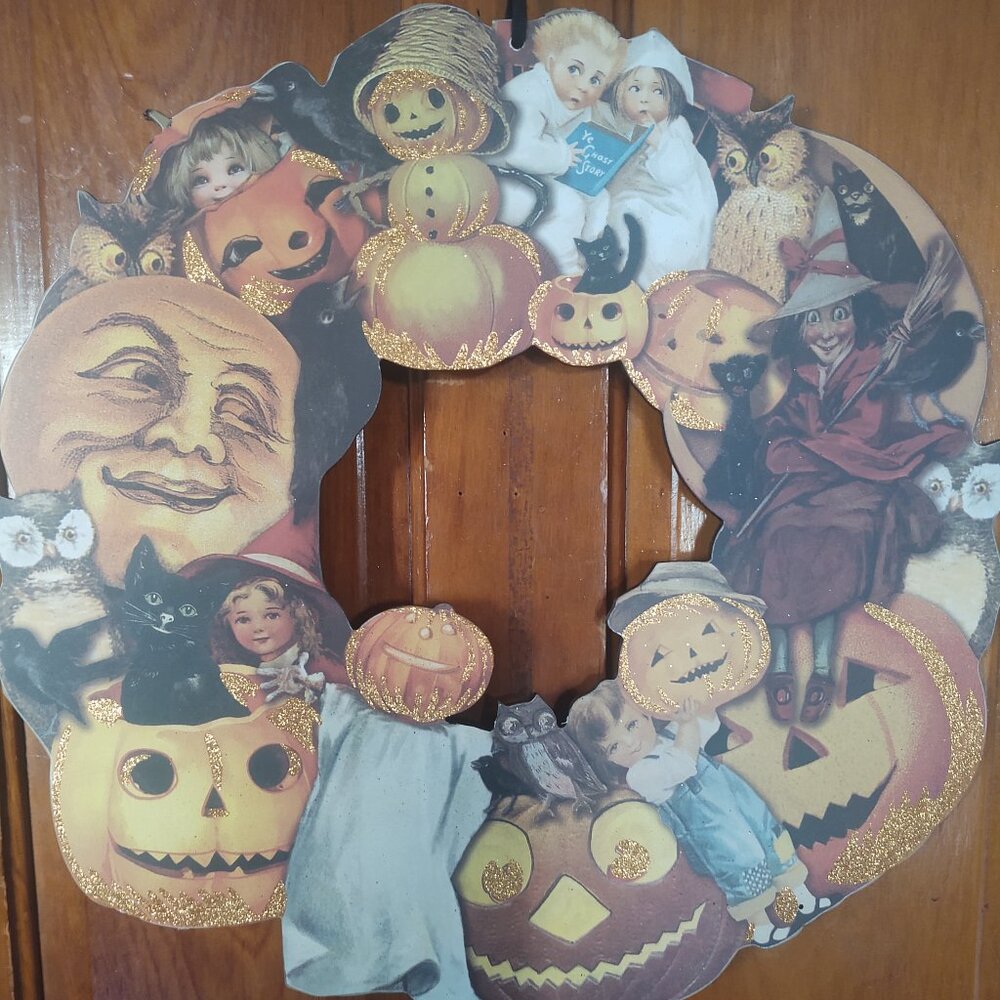 Designs by Kathy VINTAGE Halloween/Fall Wreath 🦉